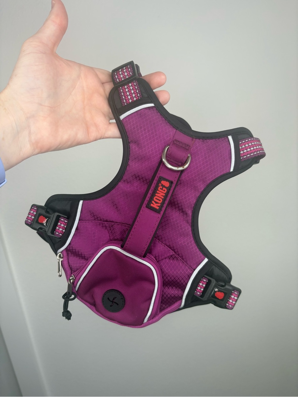 KONG Medium Waste Bag Reflective Pink Harness
